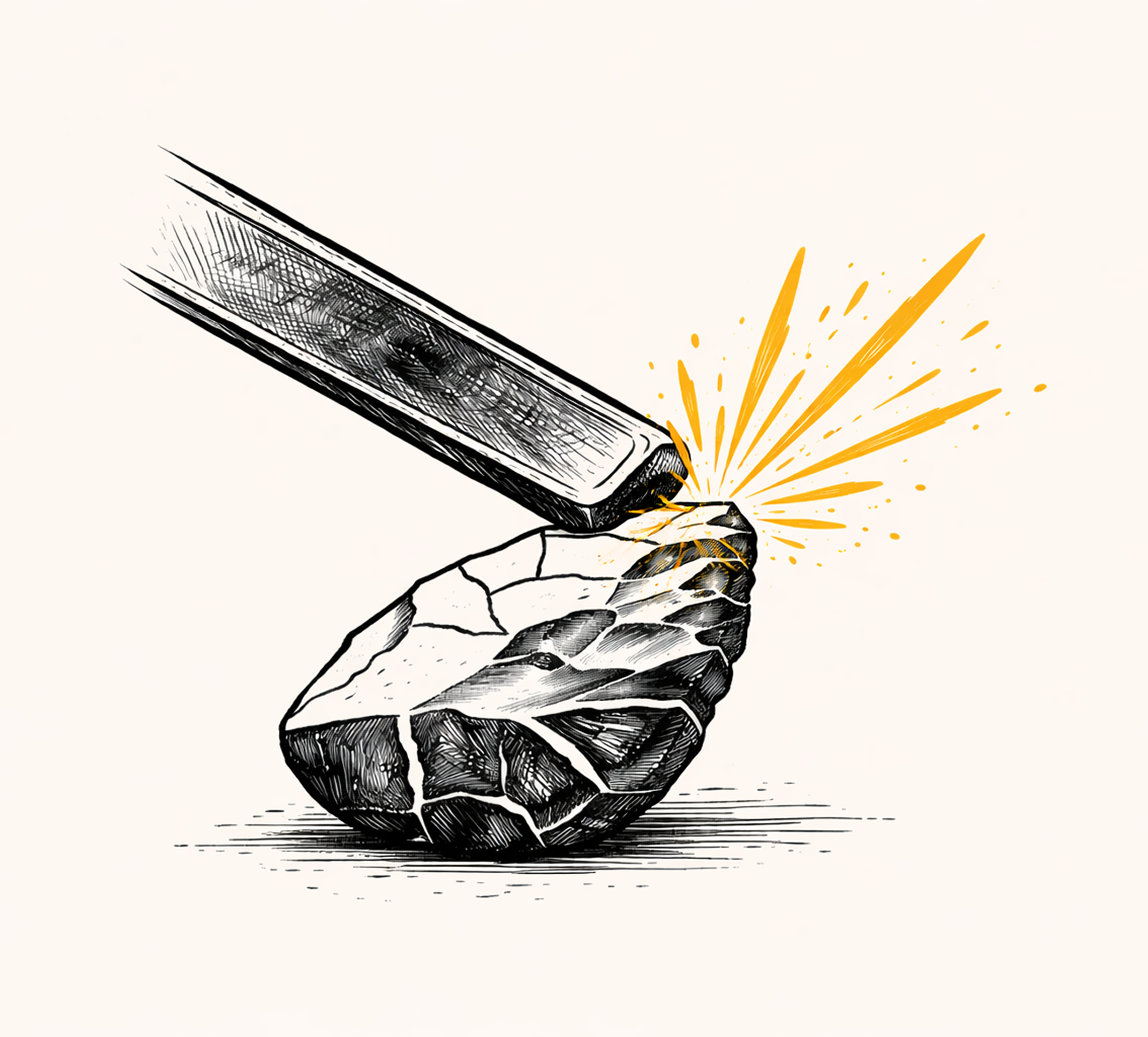 Flint and steel creating sparks